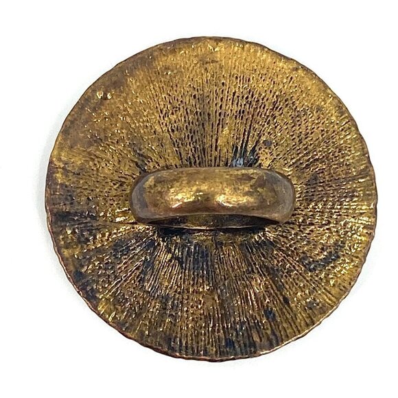 Large Gold Tone Yellow Stone Textured Oversized Statement Ring Costume Jewelry - Picture 3 of 6